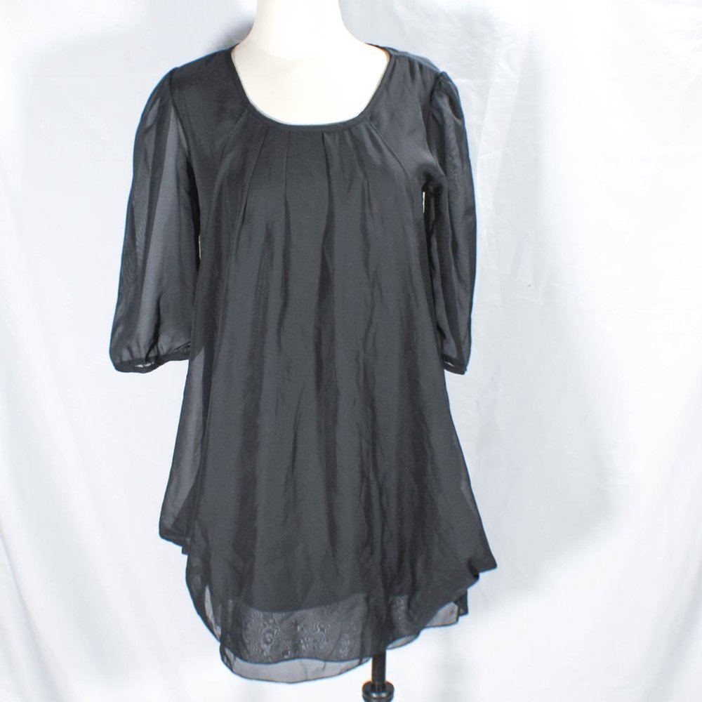 Y2K Gothic Black Chiffon Pleat Mini Dress AHS Coven Style